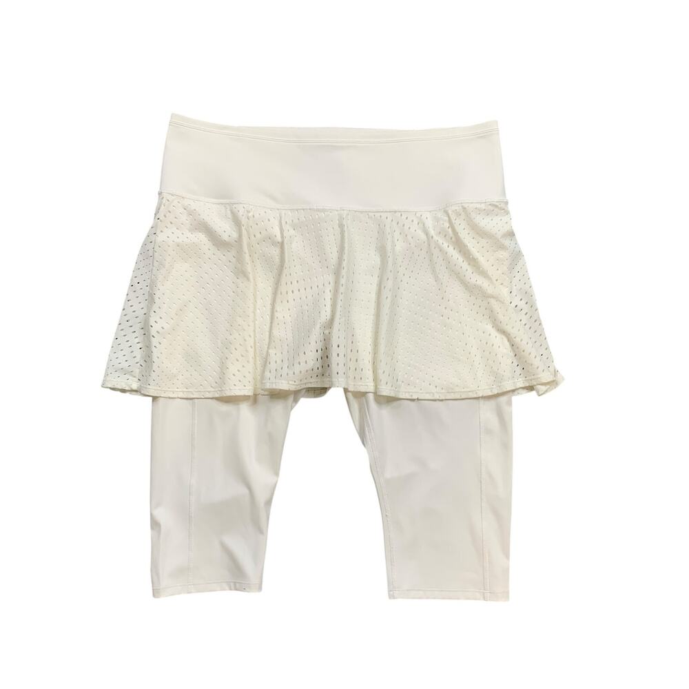 Athleta Skirted Legging Women XL Extra Large White Mesh A Game 2 in 1 Crop Capri